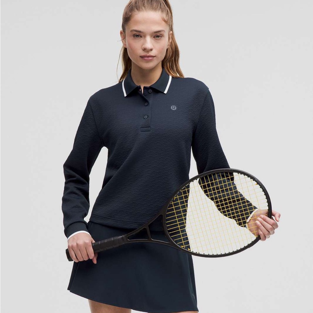 lululemon athletica textured Long Sleeve tennis Polo Top New without tag.